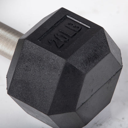 20 LB Straight Stainless Steel Hex Dumbbells