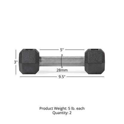 5 LB Straight Stainless Steel Hex Dumbbells