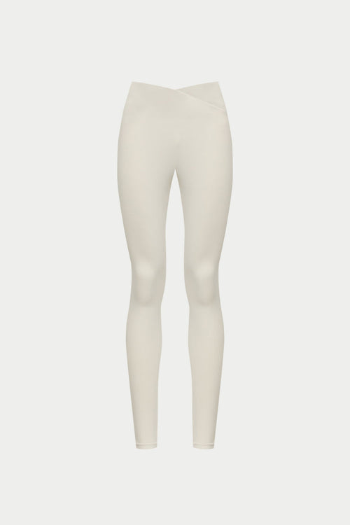 SCULPTING STRETCH CROSSOVER WAISTBAND LEGGINGS - BONE