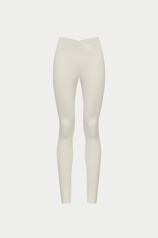 SCULPTING STRETCH CROSSOVER WAISTBAND LEGGINGS - BONE