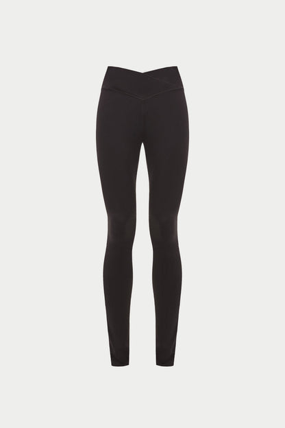 SCULPTING STRETCH CROSSOVER WAISTBAND LEGGINGS - CHOCOLATE