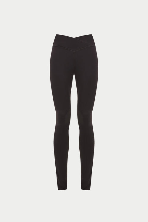 SCULPTING STRETCH CROSSOVER WAISTBAND LEGGINGS - CHOCOLATE