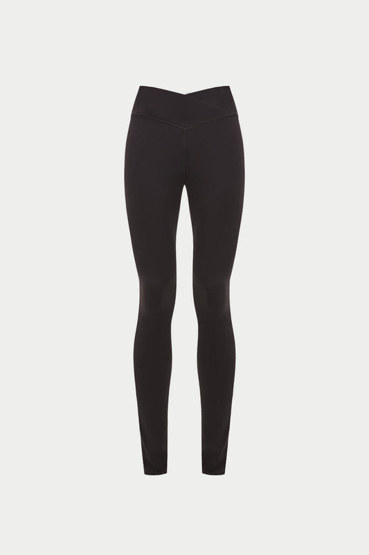 SCULPTING STRETCH CROSSOVER WAISTBAND LEGGINGS - CHOCOLATE