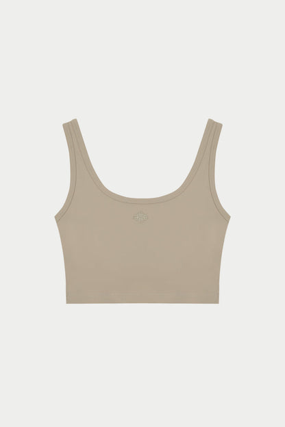 SCULPTING STRETCH EMBLEM SPORTS BRA - BEIGE