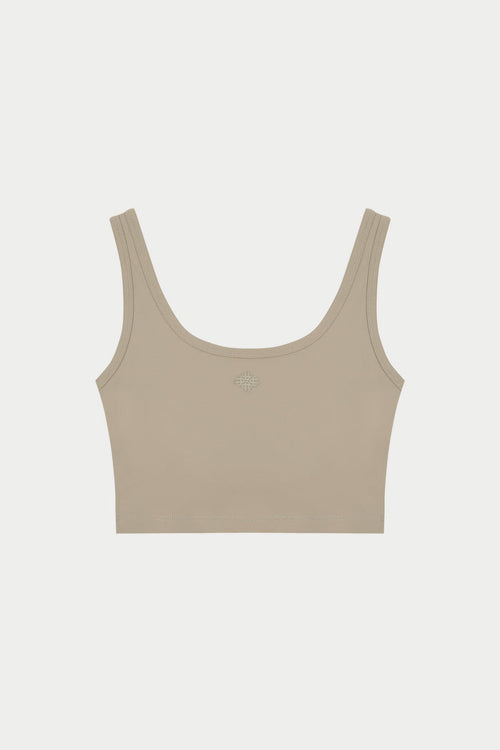SCULPTING STRETCH EMBLEM SPORTS BRA - BEIGE