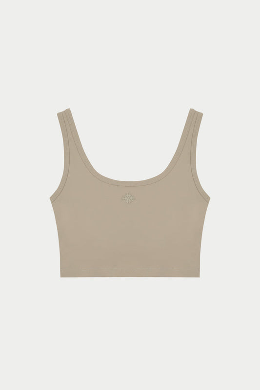 SCULPTING STRETCH EMBLEM SPORTS BRA - BEIGE