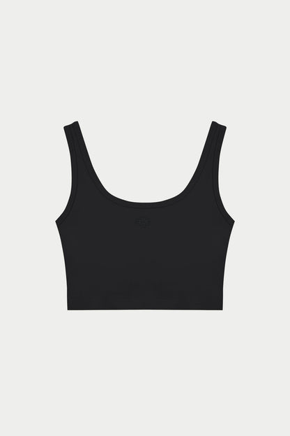 SCULPTING STRETCH EMBLEM SPORTS BRA - BLACK