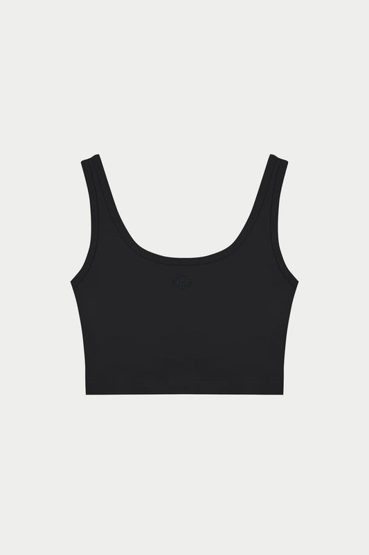 SCULPTING STRETCH EMBLEM SPORTS BRA - BLACK
