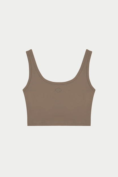 SCULPTING STRETCH EMBLEM SPORTS BRA - COCOA