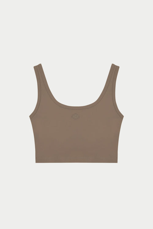 SCULPTING STRETCH EMBLEM SPORTS BRA - COCOA