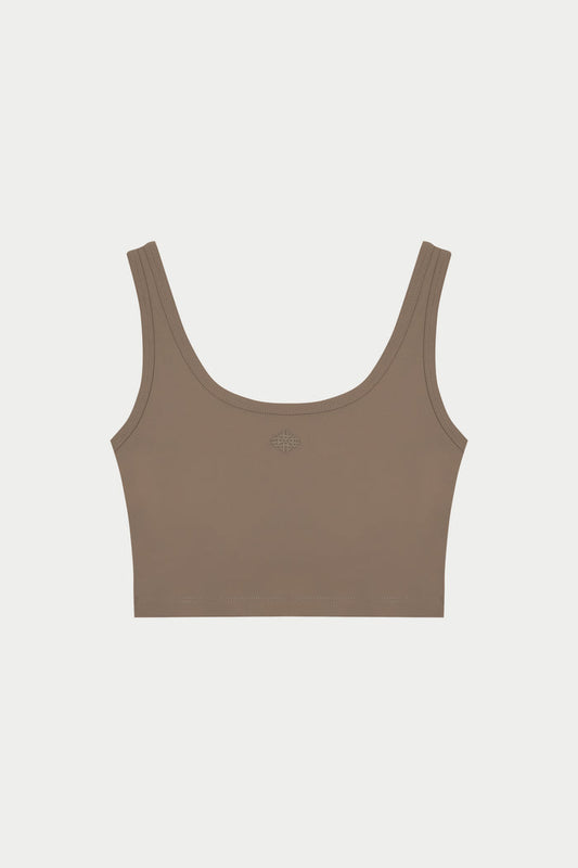 SCULPTING STRETCH EMBLEM SPORTS BRA - COCOA