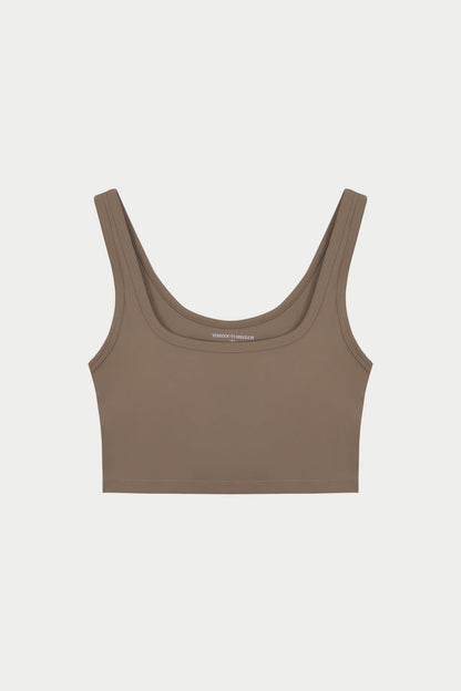 SCULPTING STRETCH EMBLEM SPORTS BRA - COCOA