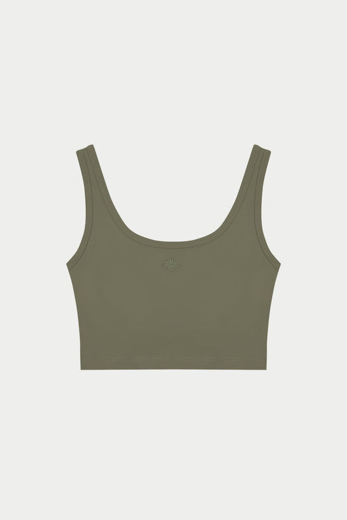 SCULPTING STRETCH EMBLEM SPORTS BRA - KHAKI