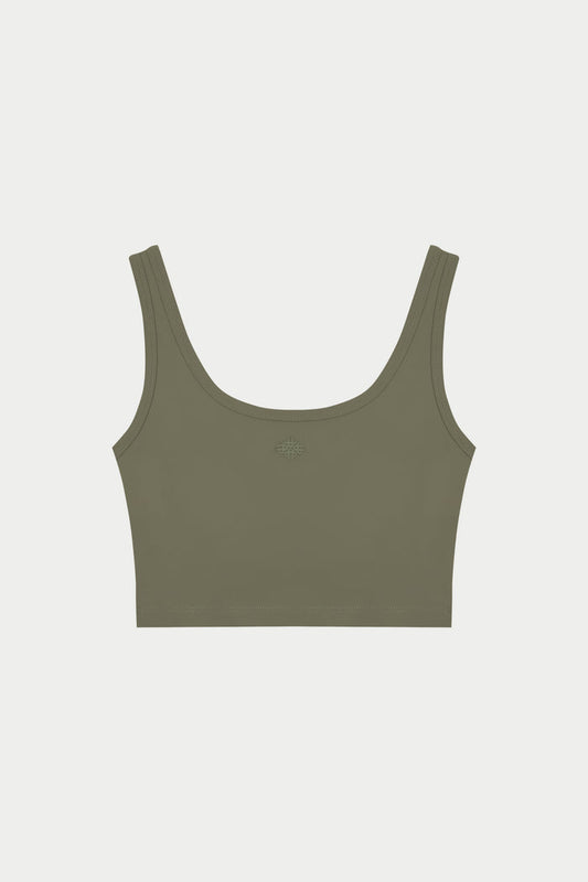 SCULPTING STRETCH EMBLEM SPORTS BRA - KHAKI