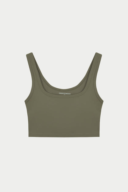 SCULPTING STRETCH EMBLEM SPORTS BRA - KHAKI
