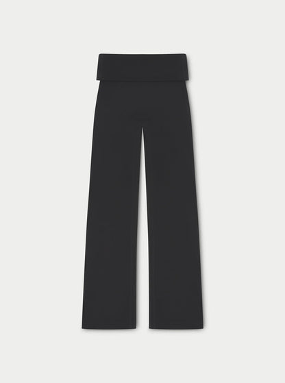 SCULPTING STRETCH FOLDOVER WAISTBAND YOGA PANTS - BLACK