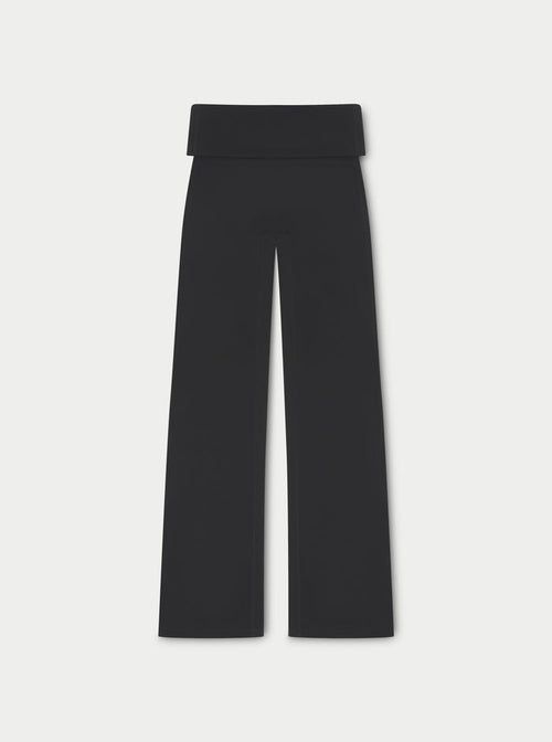 SCULPTING STRETCH FOLDOVER WAISTBAND YOGA PANTS - BLACK