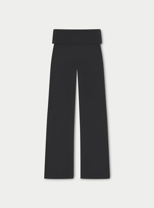 SCULPTING STRETCH FOLDOVER WAISTBAND YOGA PANTS - BLACK