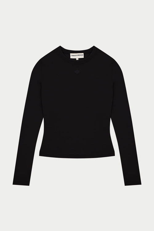 SCULPTING STRETCH LONG SLEEVE TOP - BLACK