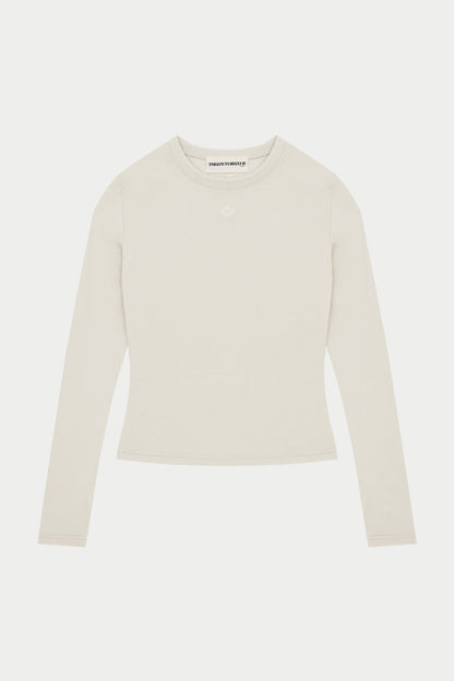 SCULPTING STRETCH LONG SLEEVE TOP - BONE
