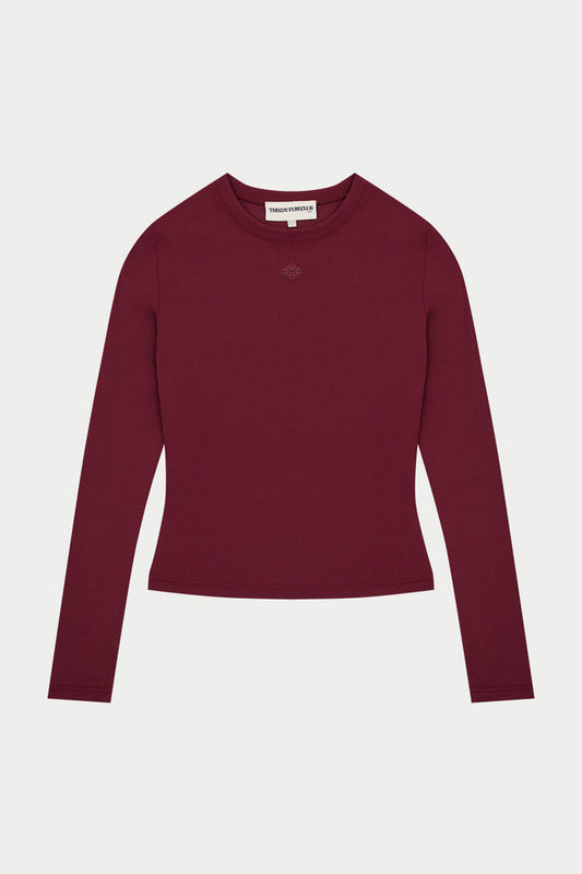 SCULPTING STRETCH LONG SLEEVE TOP - BURGUNDY