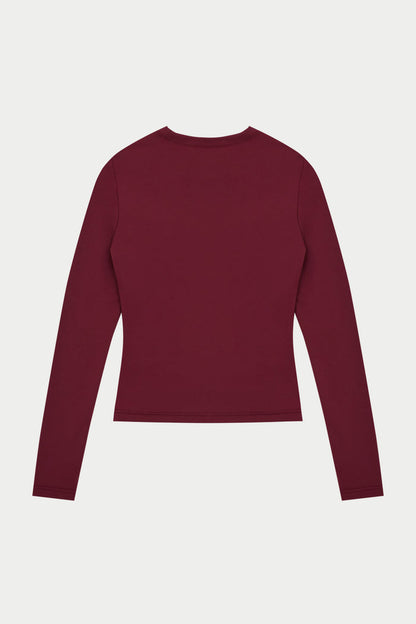 SCULPTING STRETCH LONG SLEEVE TOP - BURGUNDY