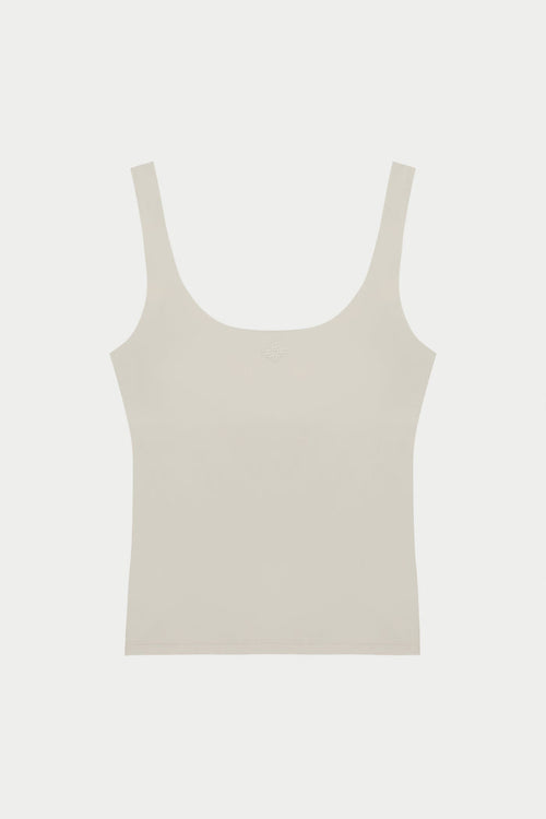 SCULPTING STRETCH SCOOP NECK SPORTS TOP - BONE