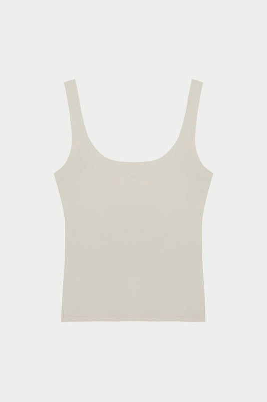 SCULPTING STRETCH SCOOP NECK SPORTS TOP - BONE