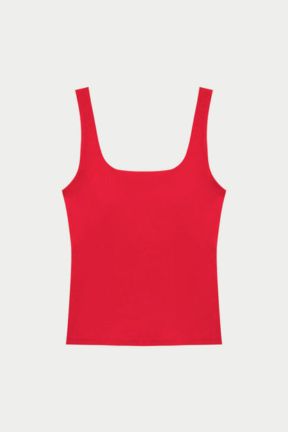 SCULPTING STRETCH SCOOP NECK SPORTS TOP - RED