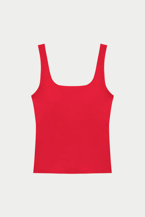 SCULPTING STRETCH SCOOP NECK SPORTS TOP - RED