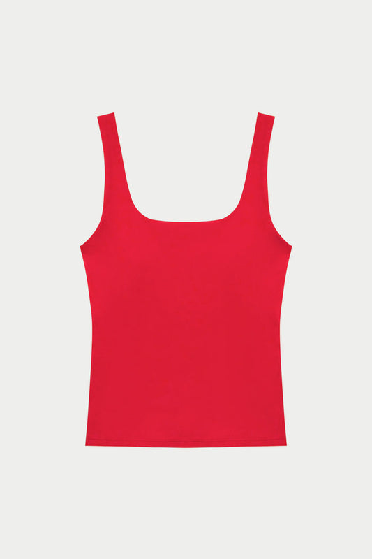 SCULPTING STRETCH SCOOP NECK SPORTS TOP - RED