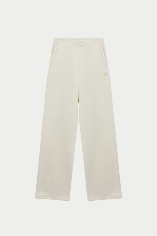 SEAM DETAIL CROSSOVER WAISTBAND JOGGERS - OFF WHITE