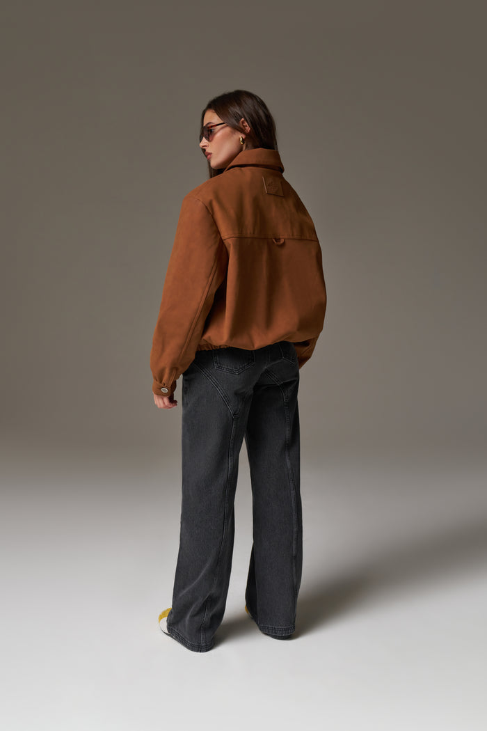 SEAM DETAIL WASHED JEANS - BLACK WASH