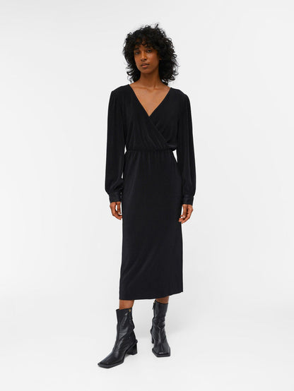 SHILA L/S PLISSE DRESS (BLACK)