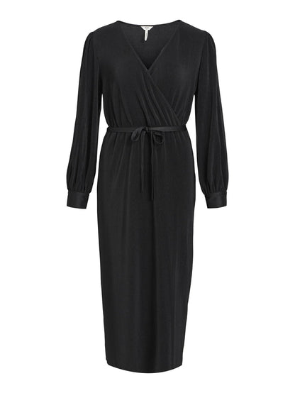 SHILA L/S PLISSE DRESS (BLACK)