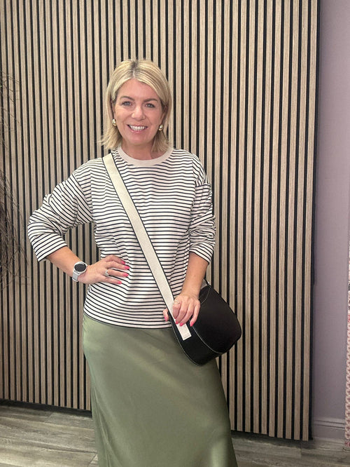 Sienna Long Sleeve Stripe Top (Black Beauty/Birch)