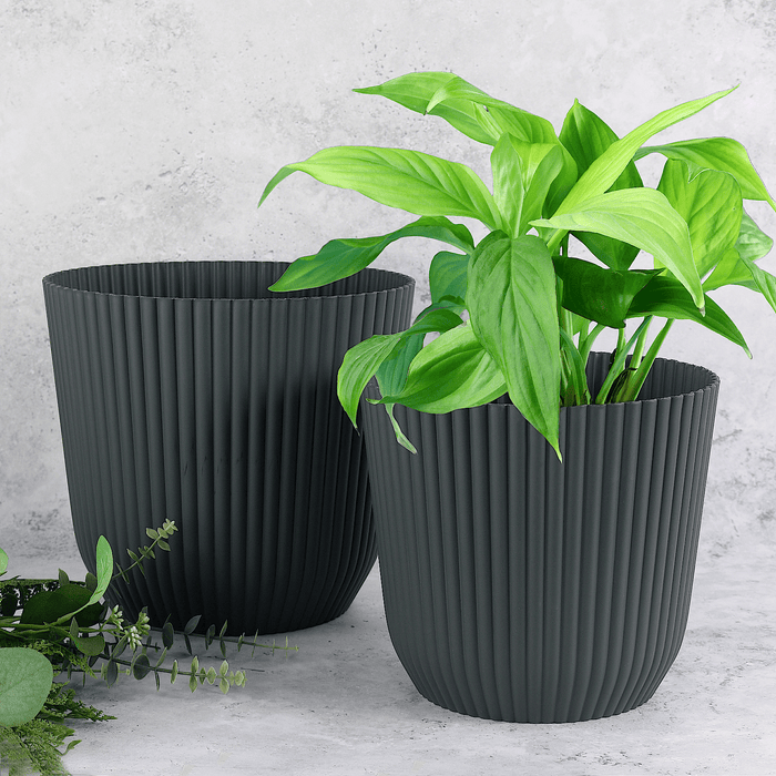 Simply Living Round Charm Outdoor Garden Planter Plant Pot Ridged Edge