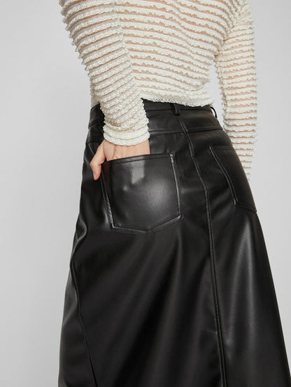 SINA H/W MIDI SKIRT (BLACK)