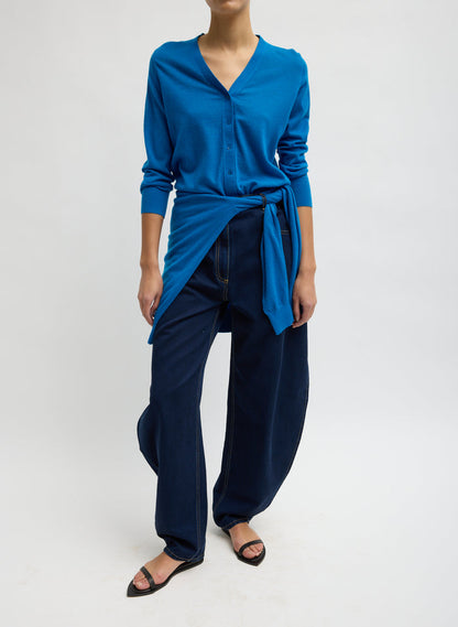 SKINLIKE MERCERIZED WOOL VNECK SHRUNKEN CARDIGAN