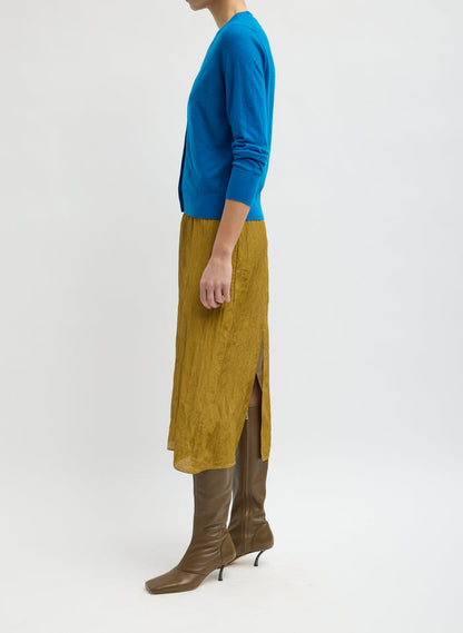 SKINLIKE MERCERIZED WOOL VNECK SHRUNKEN CARDIGAN