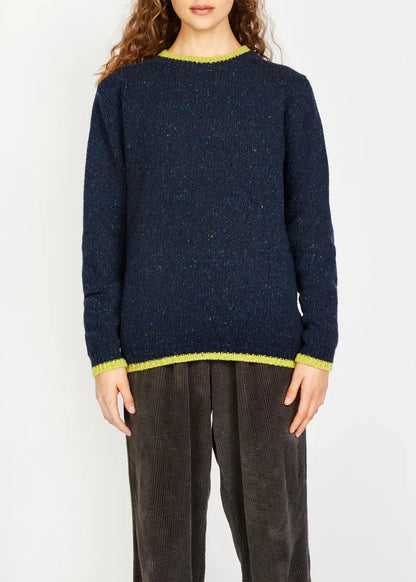 Slaney Crew Neck Sweater - Wool Cashmere Blend | Rich Navy