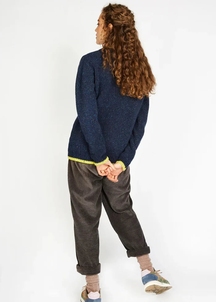 Slaney Crew Neck Sweater - Wool Cashmere Blend | Rich Navy