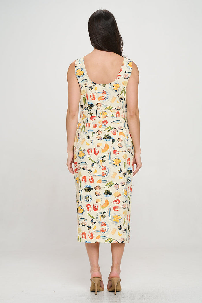 SM Wardrobe - Mediterranean Delights Print Midi Skirt Dress