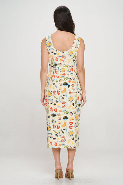 SM Wardrobe - Mediterranean Delights Print Midi Skirt Dress