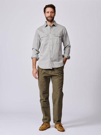Aubin Pale Grey Sorrel Linen Blend Shirt | Linen Shirt