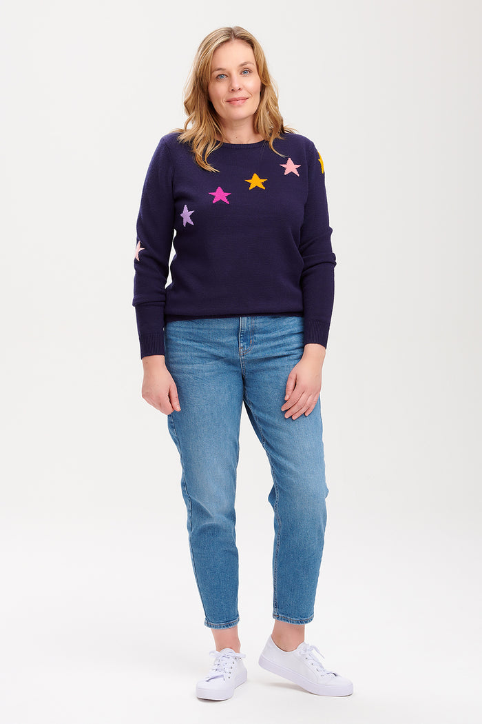 Stacey Jumper - Navy, Diagonal Stars