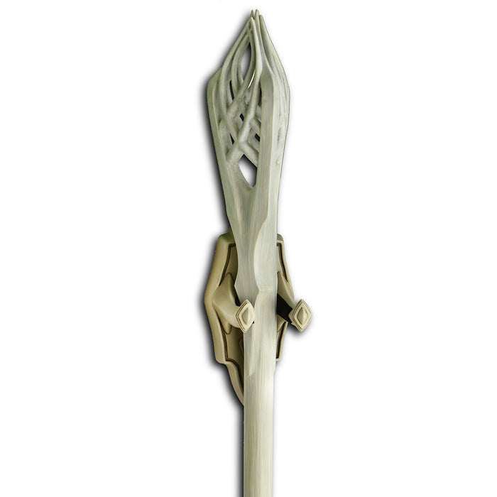 Staff of Gandalf The White is crafted from the mold of the actual filming prop and includes Elven style wall display mount