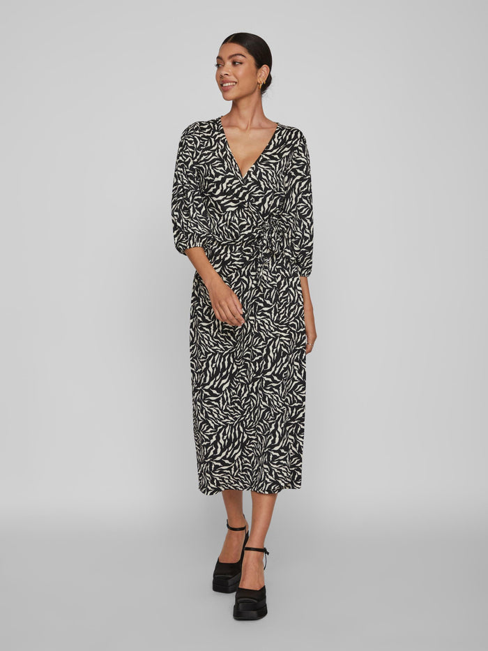 STEFFI WRAP MIDI DRESS(BLACK/ZAFIA)