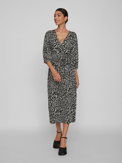 STEFFI WRAP MIDI DRESS(BLACK/ZAFIA)