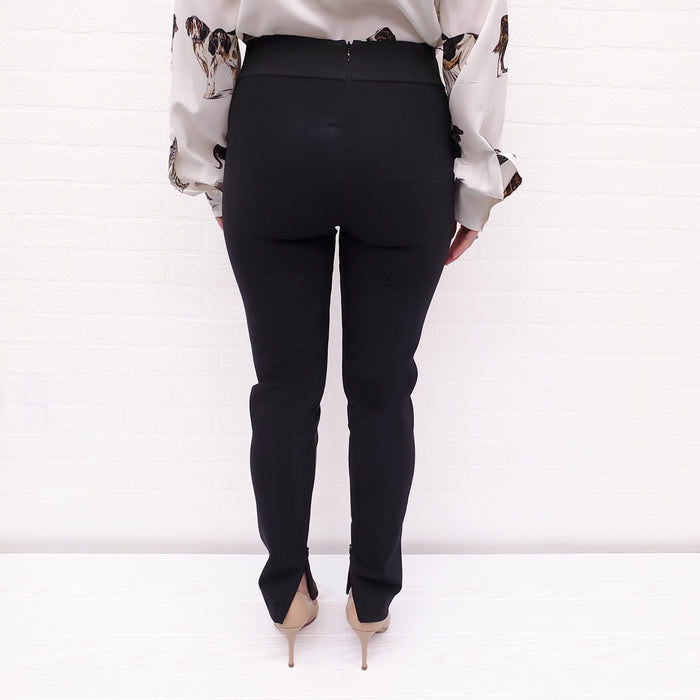 STELLA MCCARTNEY BLACK FAUX LEATHER FRONT LEGGINGS WITH ZIPPER - SIZE 40